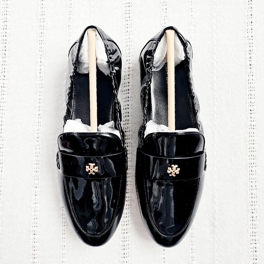 Tory Burch Patent Leather Ballet Loafers Slip On Flats Perfect Black NIB 6 - Picture 3 of 16